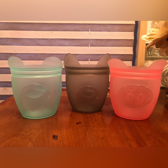 3 Zip Top Baby Snack Containers 100% Platinum Silicone Dishwasher Safe - Picture 1 of 11
